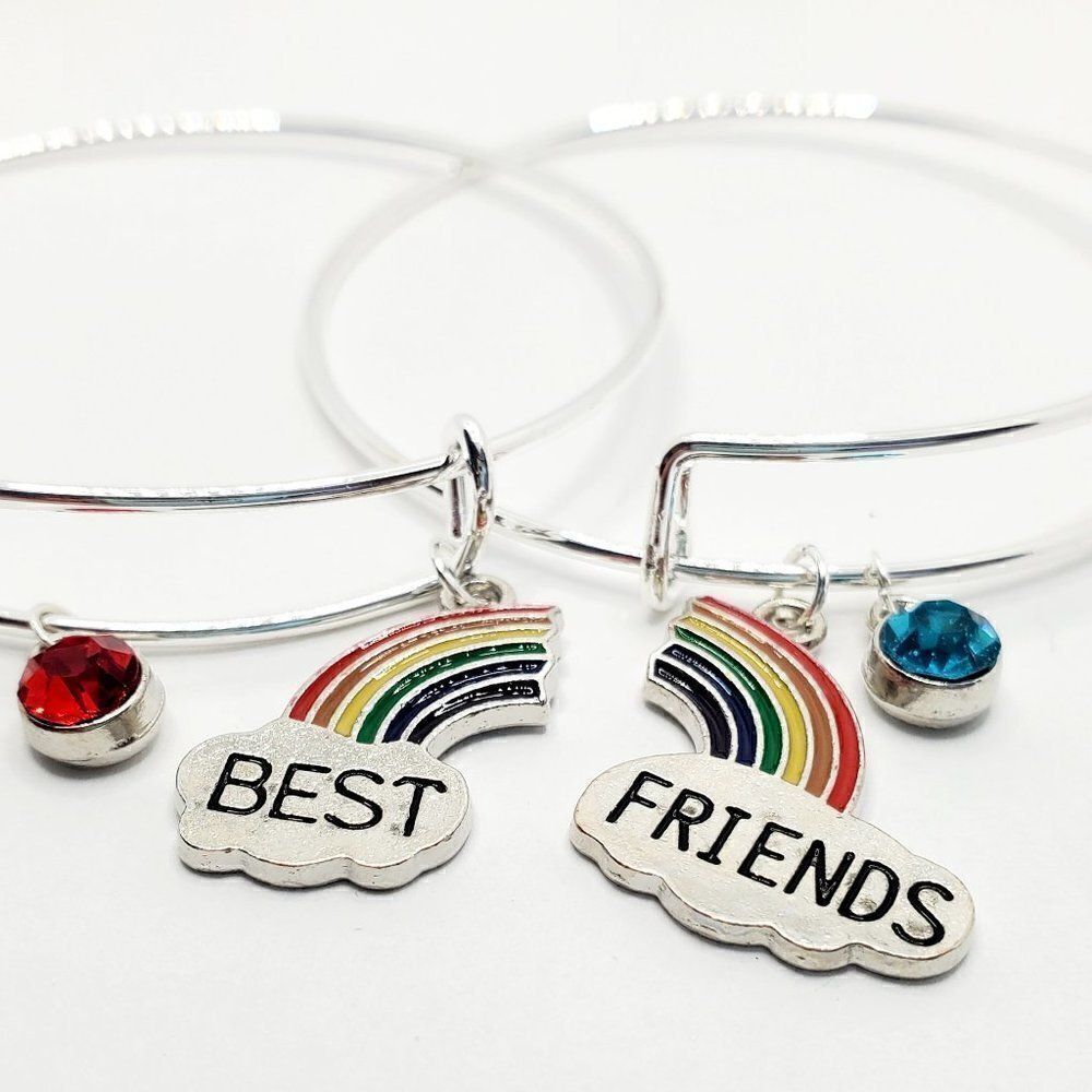 Silver Best Friend Set of 2 Charm Bracelets, Best Friend Gifts
